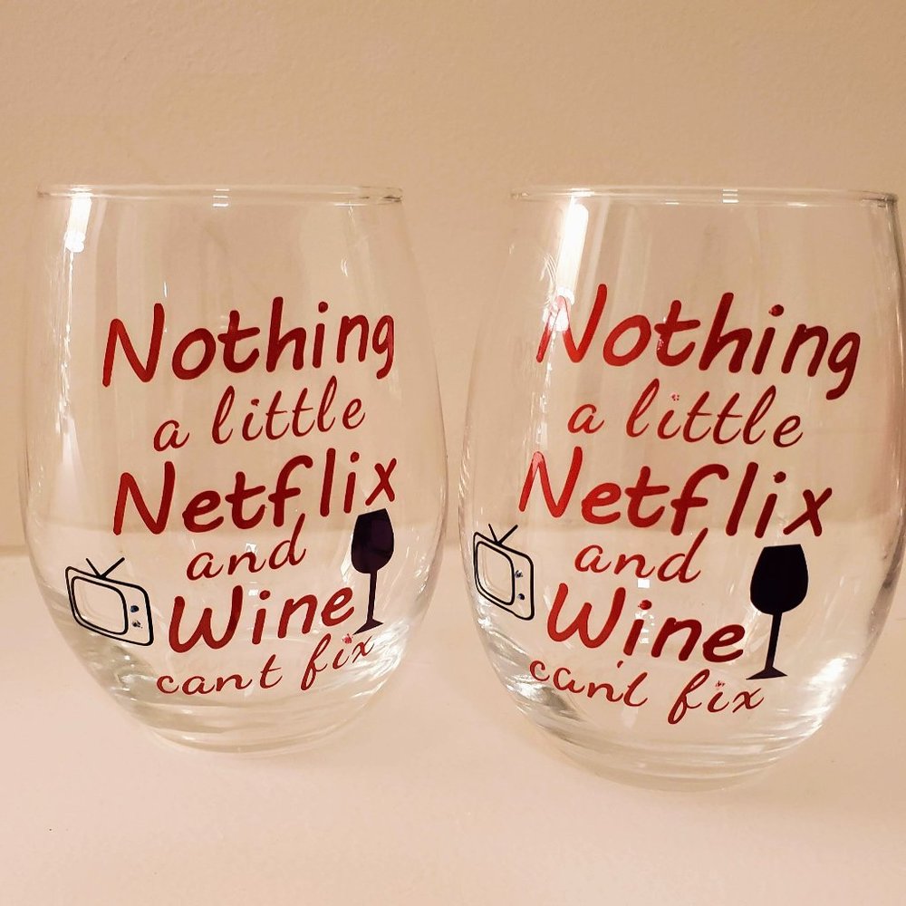2 Stemless Handmade Wine Glasses
